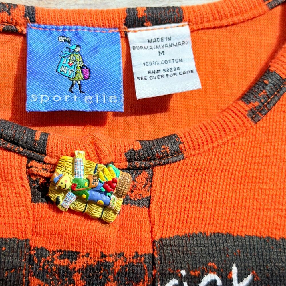 Vintage Halloween Sweater Cardigan Medium Pumpkin Candy Corn Trick or Treat 90s - Picture 9 of 12